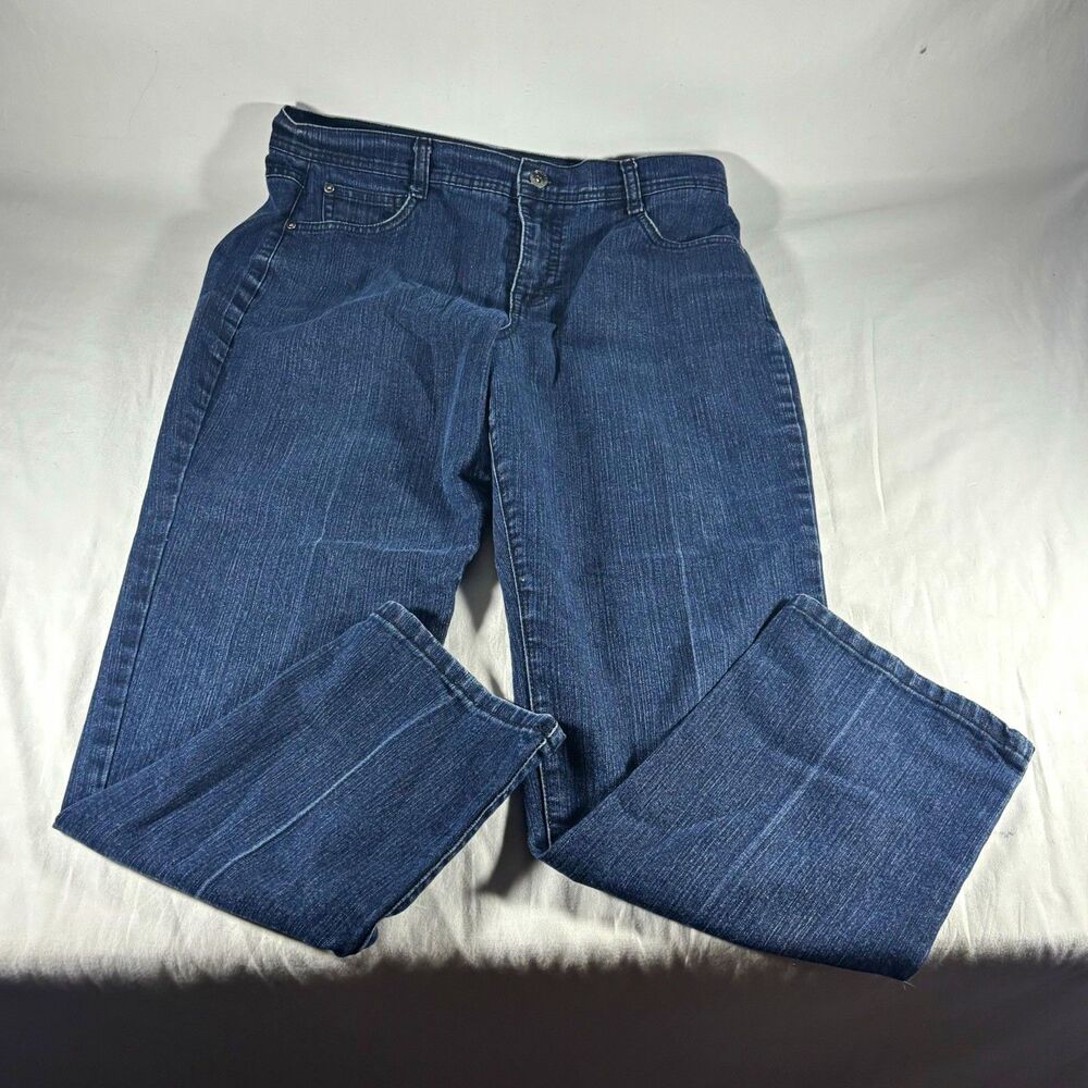 Style&Co. Women’s Petite Dark Wash Straight Mid Rise Tummy Control Jeans 14P